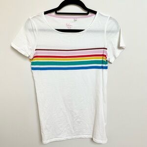 Boden rainbow striped women’s cotton t-shirt size 6 small 100% cotton